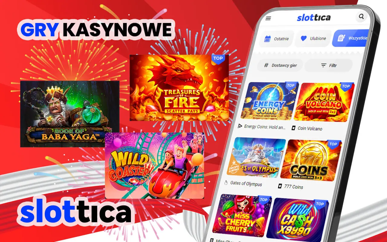 Tysiące gier hazardowych w zakładce Kasyno w Slottica Casino PL