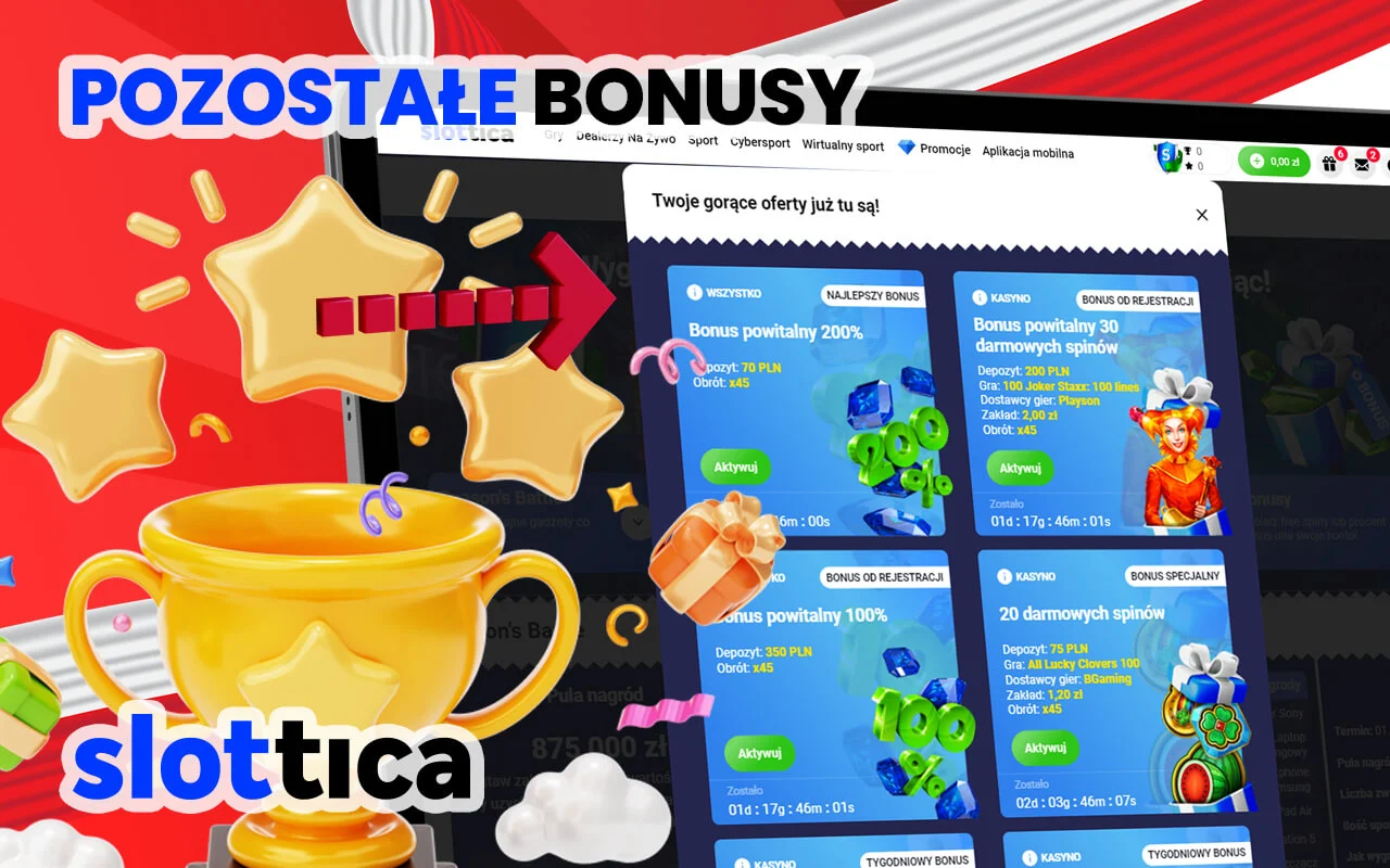 Sprawdź resztę bonusów w Slottica Casino PL