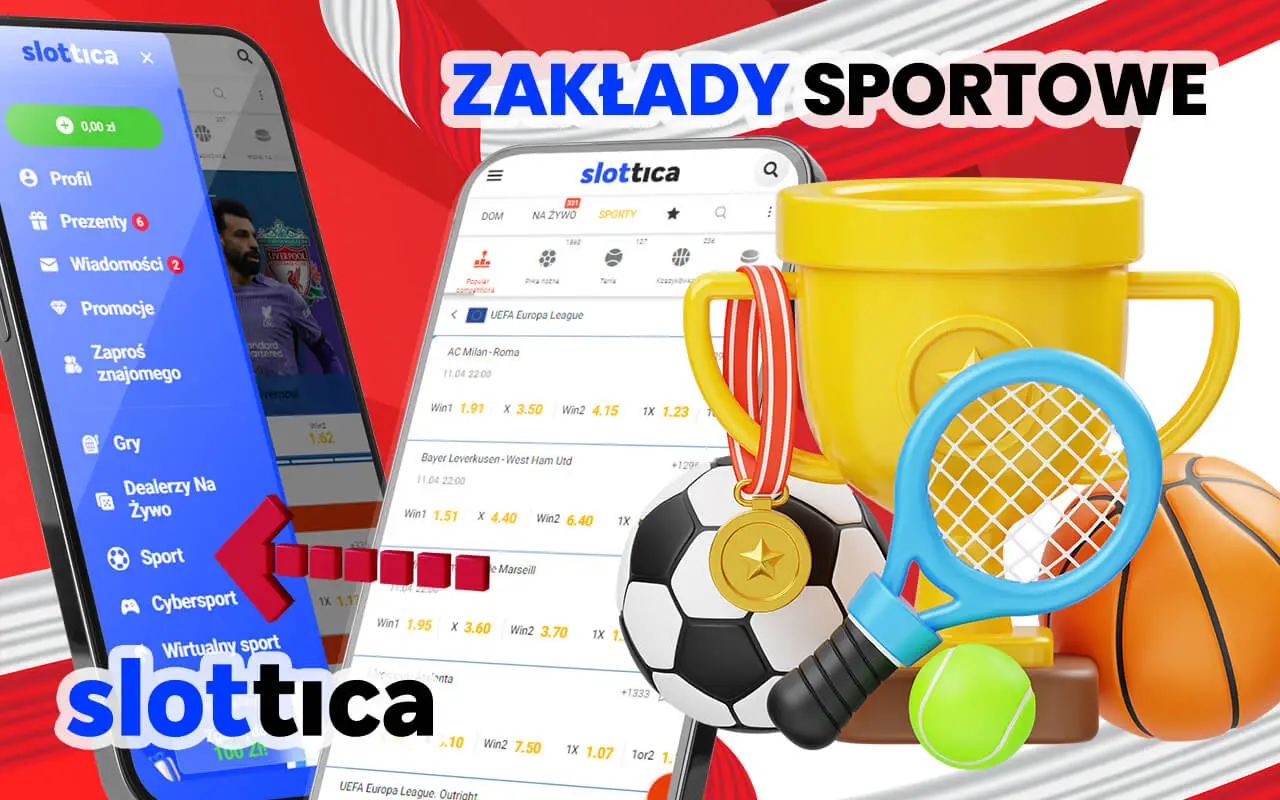 Zakłady sportowe w aplikacji mobilnej Slottica Casino